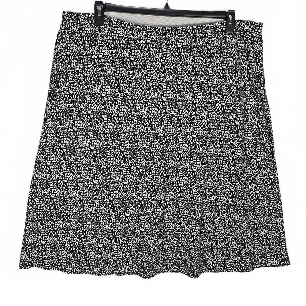 Halogen Women's Size 3X Black & White Print A-Line Midi Skirt Academia Preppy